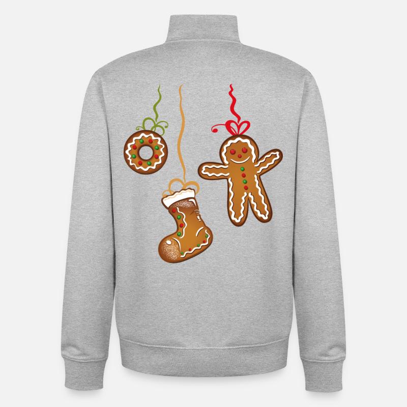 Weihnachtsplätzchen, Weihnachten, Lebkuchenmann. - Unisex Organic Zip Sweatshirt von Stanley/Stella - Grau meliert