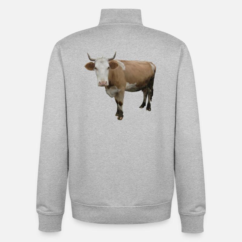 Vache - Sweat zippé unisexe en coton bio Stanley/Stella - gris chiné