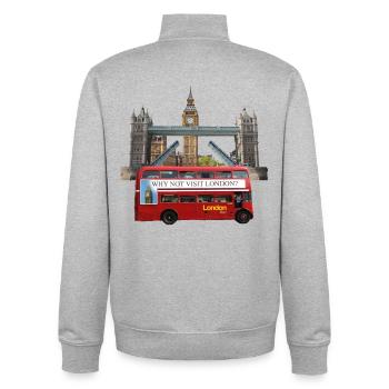 London Landmarks Collage - Unisex Organic Zip Sweatshirt by Stanley/Stella - heather grey - Back - AI Model Male 185 light (185cm)