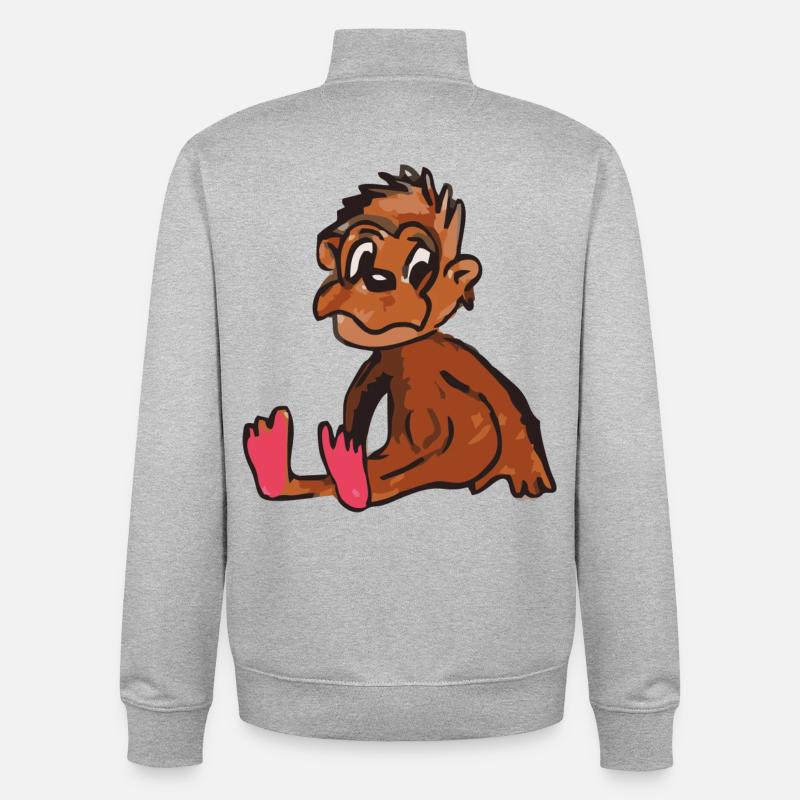 monkey monkey - Unisex Organic Zip Sweatshirt by Stanley/Stella - heather grey