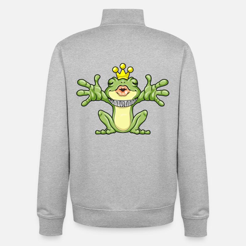 Couronne de grenouille - Sweat zippé unisexe en coton bio Stanley/Stella - gris chiné