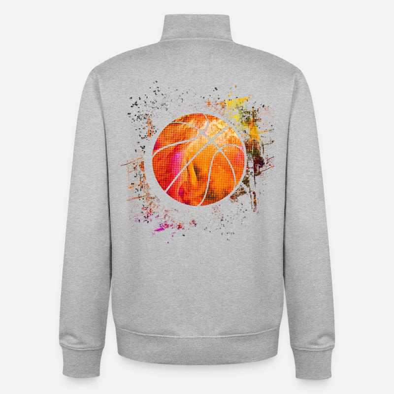Basketball - basketteur - basketteur - Sweat zippé unisexe en coton bio Stanley/Stella - gris chiné