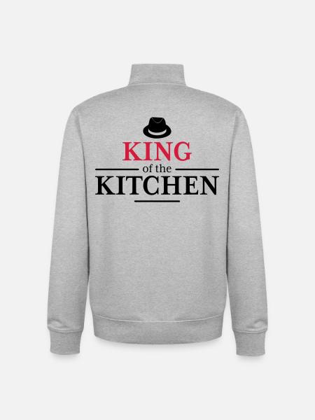 King of the Kitchen - Unisex Organic Zip Sweatshirt by Stanley/Stella - heather grey