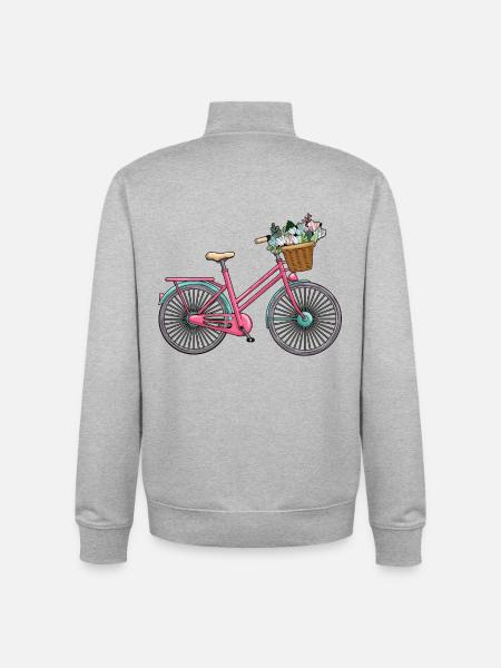 Women's Bicycle Flowers - Unisex Organic Zip Sweatshirt by Stanley/Stella - heather grey