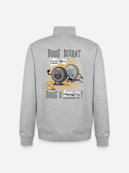 Boule devant boule d'argent - Sweat zippé unisexe en coton bio Stanley/Stella - gris chiné