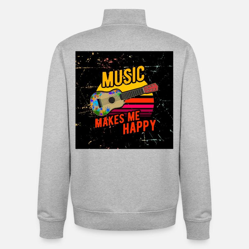 Ukulele Gesichtsmaske - Unisex Organic Zip Sweatshirt von Stanley/Stella - Grau meliert
