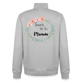 team of the floral flower leaves - Unisex Organic Zip Sweatshirt by Stanley/Stella - heather grey - Back - AI Model Male 185 light (185cm)