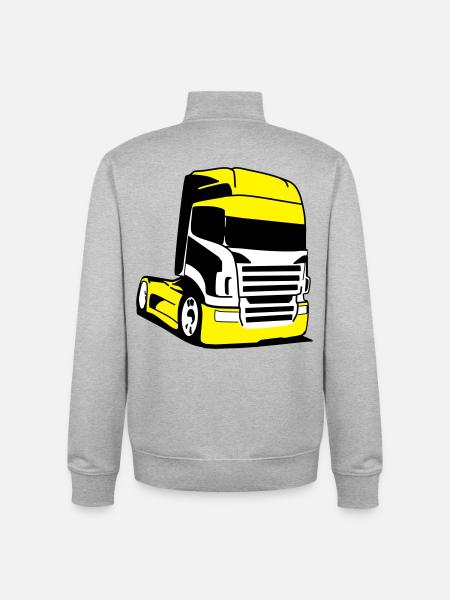 Gelber Lkw Pop-Art - Unisex Organic Zip Sweatshirt von Stanley/Stella - Grau meliert