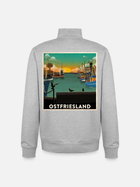 Ostfriesland Heimathafen - Unisex Organic Zip Sweatshirt von Stanley/Stella - Grau meliert