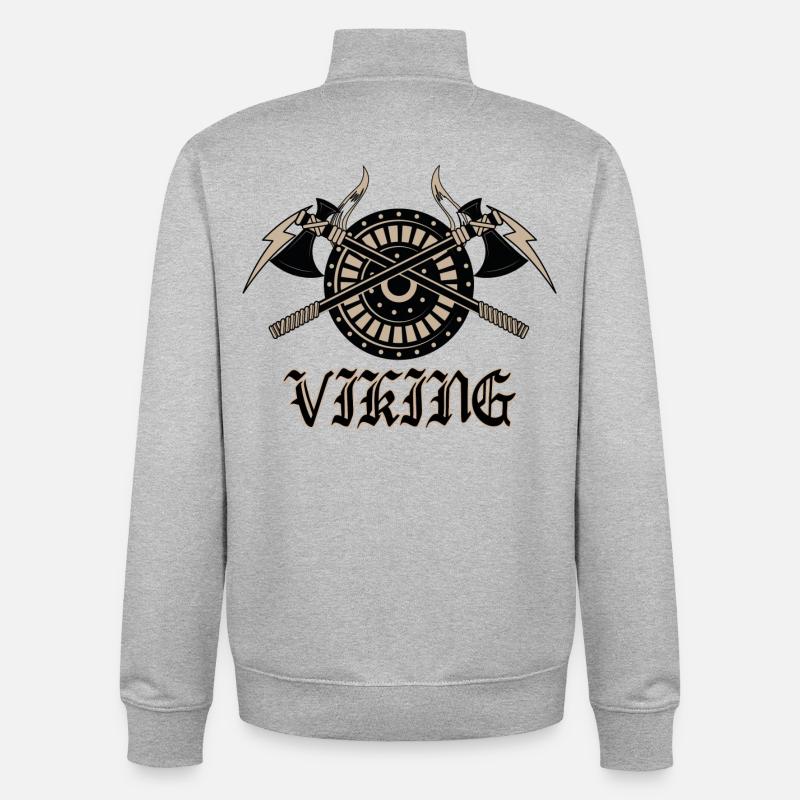 Vikings - Sweat zippé unisexe en coton bio Stanley/Stella - gris chiné