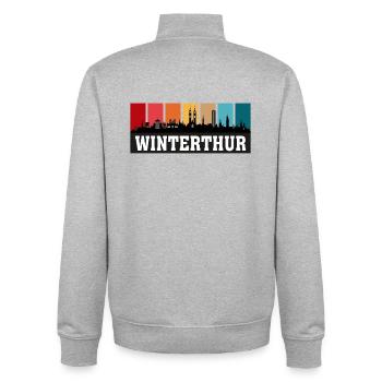 Winterthur Switzerland Travel Souvenir Skyline - Unisex Organic Zip Sweatshirt by Stanley/Stella - heather grey - Back - AI Model Male 185 light (185cm)