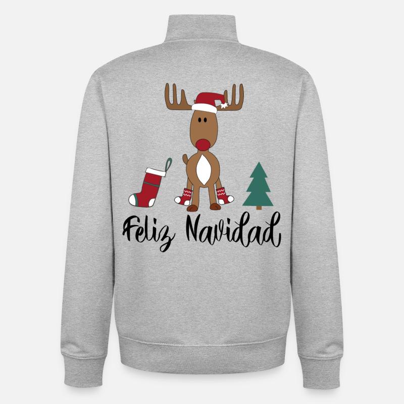 Espagnol de Noël - Sweat zippé unisexe en coton bio Stanley/Stella - gris chiné