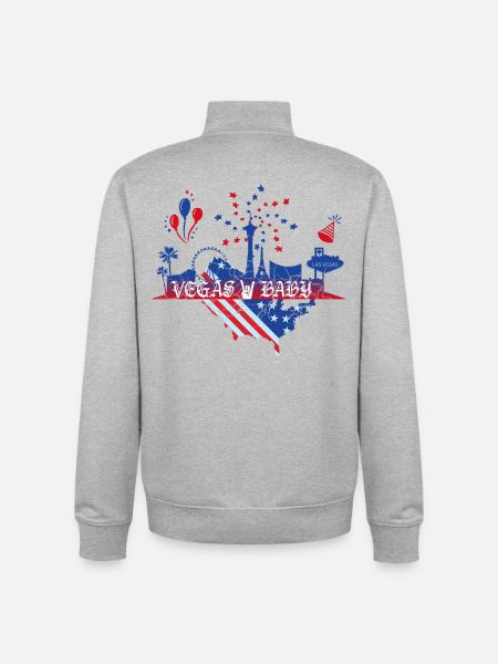 Las Vegas baby - Unisex Organic Zip Sweatshirt by Stanley/Stella - heather grey