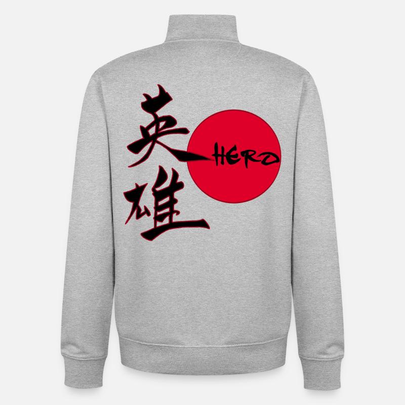 Das Wort Held auf Japanisch - Unisex Organic Zip Sweatshirt von Stanley/Stella - Grau meliert