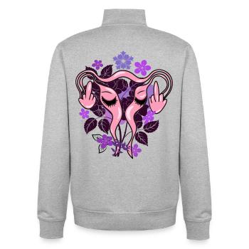 Flowers Uterus Pro-Choice - Unisex Organic Zip Sweatshirt by Stanley/Stella - heather grey - Back - AI Model Male 185 light (185cm)