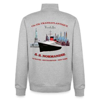 LINER NORMANDY Louis RUNEMBERG © Adagp - Unisex Organic Zip Sweatshirt by Stanley/Stella - heather grey - Back - AI Model Male 185 light (185cm)