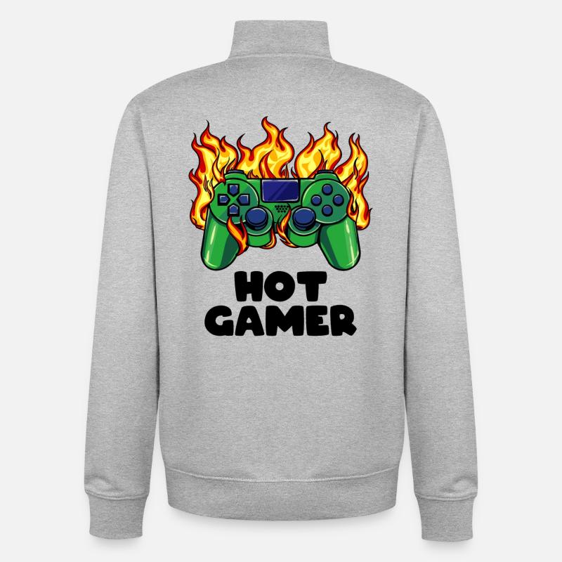 Gamer Gambler Video Player Games Controller - Unisex Organic Zip Sweatshirt by Stanley/Stella - heather grey
