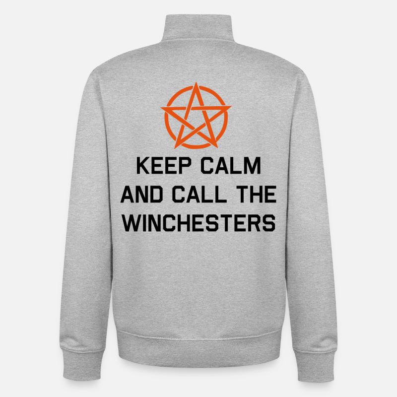 Reste calme et appelle les Winchester - Sweat zippé unisexe en coton bio Stanley/Stella - gris chiné
