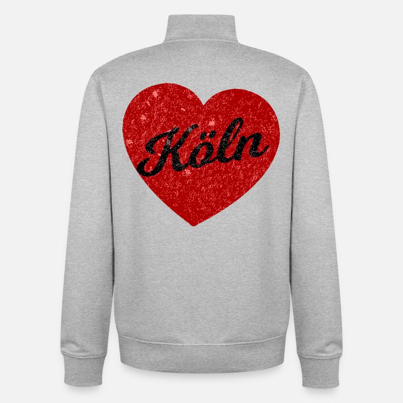 Le cœur de Kölsche - Sweat zippé unisexe en coton bio Stanley/Stella - gris chiné