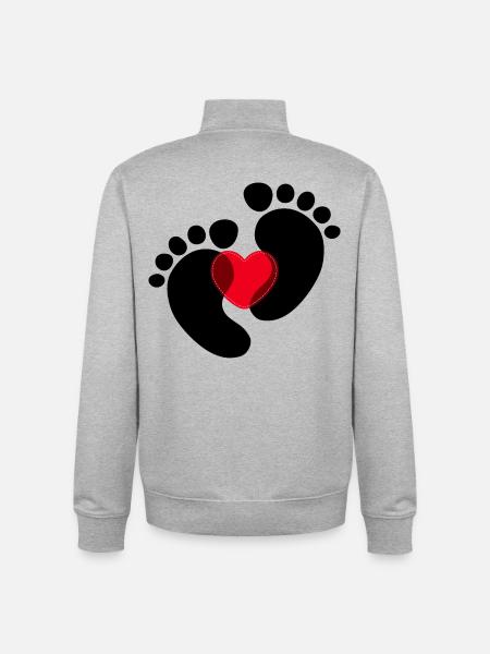 Coeur Enceinte Pieds bébé - Sweat zippé unisexe en coton bio Stanley/Stella - gris chiné