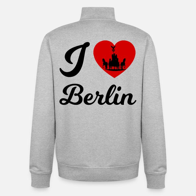 Berlin Allemagne - Sweat zippé unisexe en coton bio Stanley/Stella - gris chiné