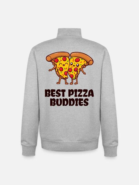 Pizza Buddy Best Friends Statement - Unisex Organic Zip Sweatshirt by Stanley/Stella - heather grey