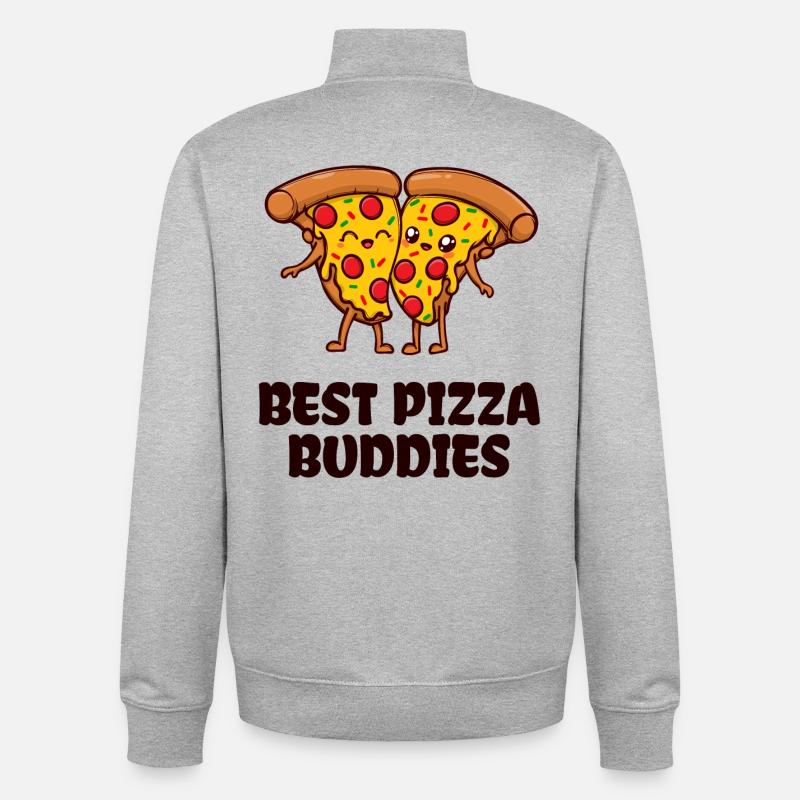Pizza Buddy Beste Freunde Statement - Unisex Organic Zip Sweatshirt von Stanley/Stella - Grau meliert