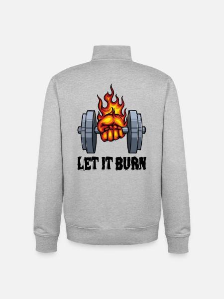 Fitness Saying Dumbbell Weightlifting - Unisex Organic Zip Sweatshirt by Stanley/Stella - heather grey