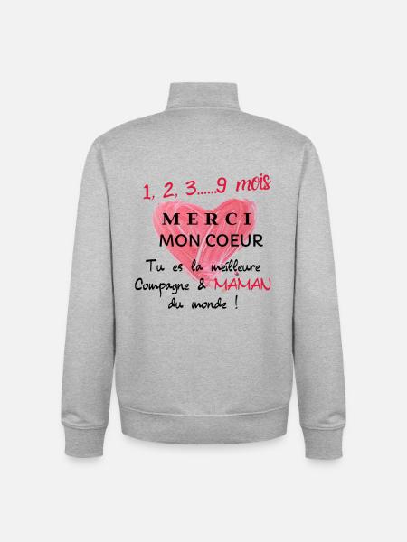 fête des mères, maman, future maman - Sweat zippé unisexe en coton bio Stanley/Stella - gris chiné