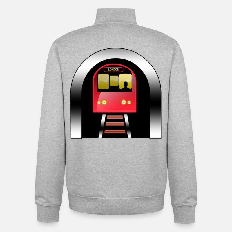 Train rouge de Londres sous arche - Sweat zippé unisexe en coton bio Stanley/Stella - gris chiné