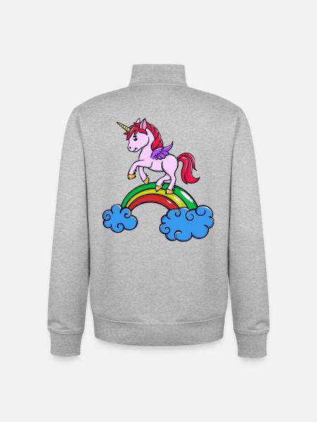 Animal Licorne - Sweat zippé unisexe en coton bio Stanley/Stella - gris chiné