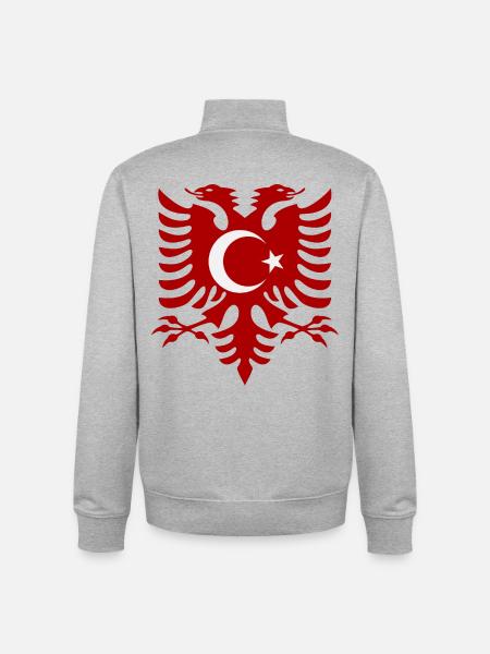 Albania Turkey Flag - Unisex Organic Zip Sweatshirt by Stanley/Stella - heather grey