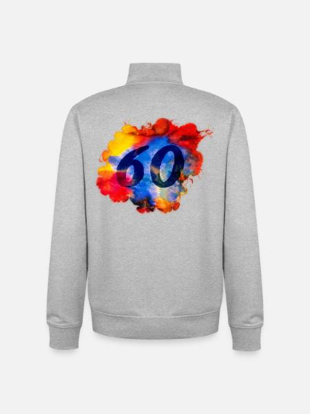 60e anniversaire - Aquarelle - Sweat zippé unisexe en coton bio Stanley/Stella - gris chiné
