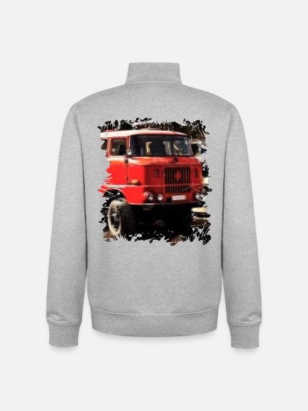 W50 Fire Truck - Unisex Organic Zip Sweatshirt by Stanley/Stella - heather grey