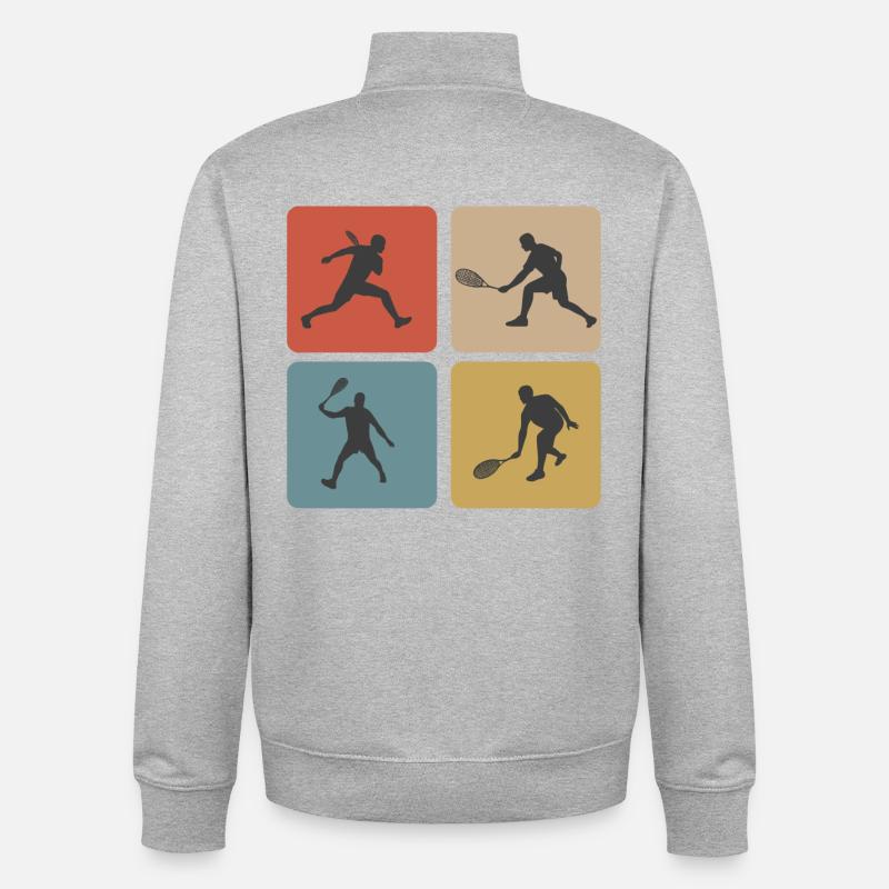 design sport de squash - Sweat zippé unisexe en coton bio Stanley/Stella - gris chiné