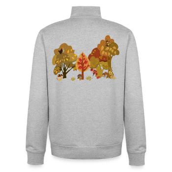 Herbstwald Tierwelt Silhouette - Unisex Organic Zip Sweatshirt von Stanley/Stella - Grau meliert - Hinten - AI Model Male 185 light (185cm)