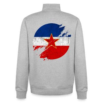 Jugoslawien Vintage Flaggen Kreis - Unisex Organic Zip Sweatshirt von Stanley/Stella - Grau meliert - Hinten - AI Model Male 185 light (185cm)