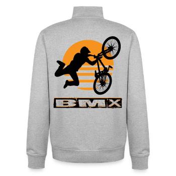 Vélo BMX - Sweat zippé unisexe en coton bio Stanley/Stella - gris chiné - Dos - AI Model Male 185 light (185cm)