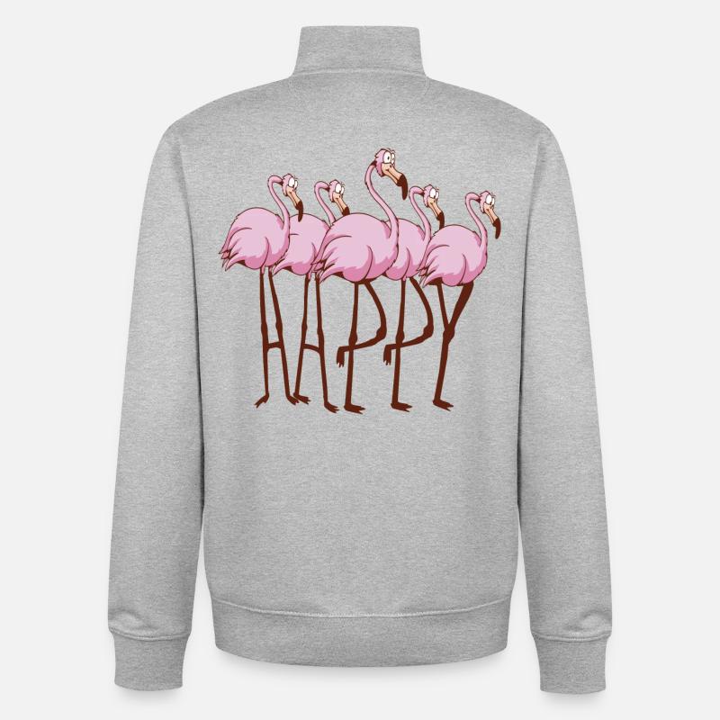 Flamingos - Unisex Organic Zip Sweatshirt by Stanley/Stella - heather grey