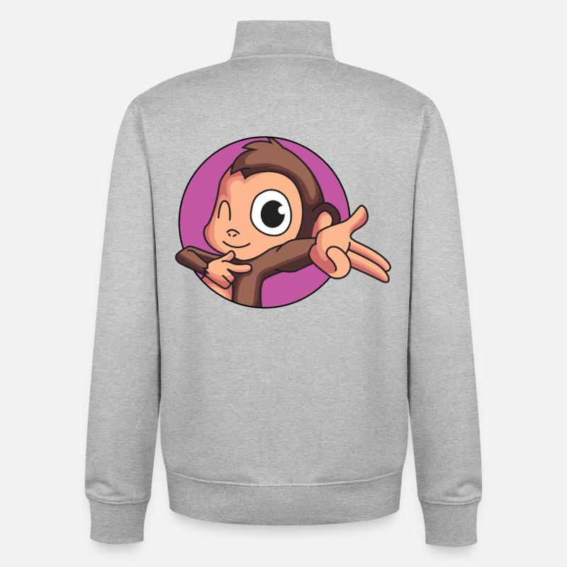 Cheeky monkey - Unisex Organic Zip Sweatshirt by Stanley/Stella - heather grey