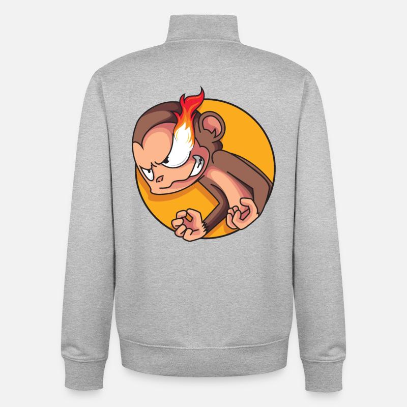 Rage-Monkey - Unisex Organic Zip Sweatshirt by Stanley/Stella - heather grey