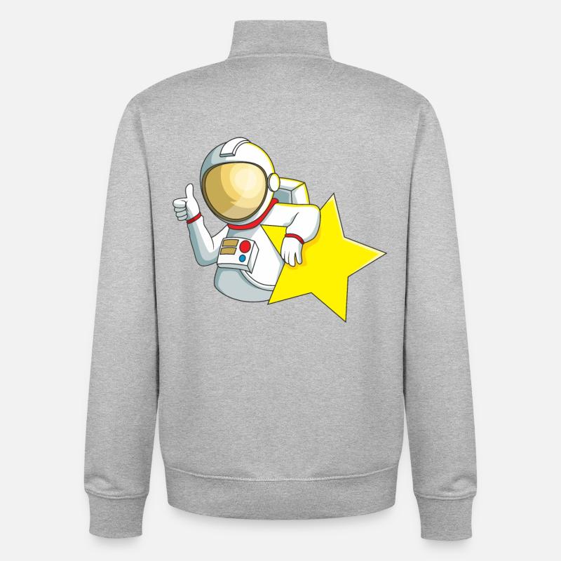 Étoile astronaute - Sweat zippé unisexe en coton bio Stanley/Stella - gris chiné