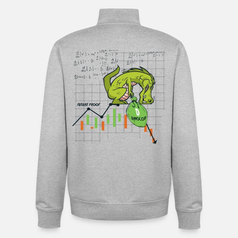 Dinocoin à l’épreuve du temps ? - Sweat zippé unisexe en coton bio Stanley/Stella - gris chiné