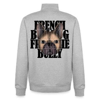 French Bulldog Frenchie Bully R6Z - Unisex Organic Zip Sweatshirt by Stanley/Stella - heather grey - Back - AI Model Male 185 light (185cm)