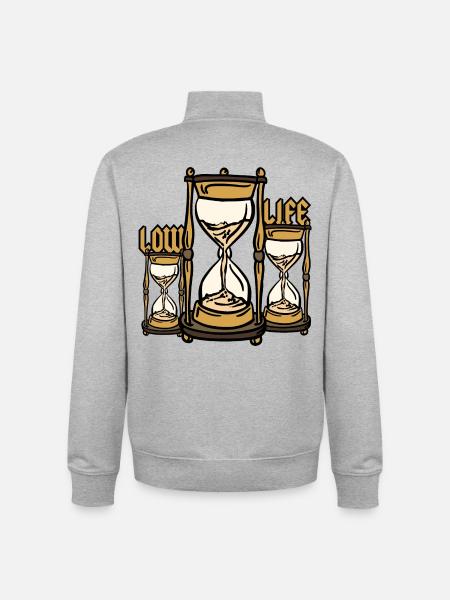 Low Life Hourglass - Unisex Organic Zip Sweatshirt by Stanley/Stella - heather grey