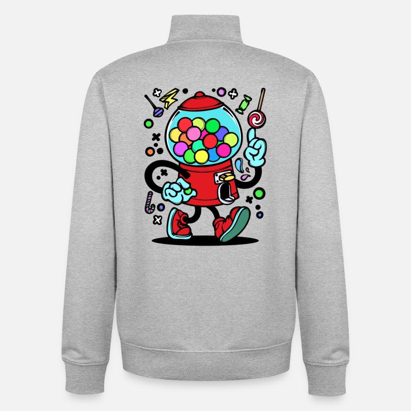 Bonbons Chocolat Délicieux Snacking Dent Sucrée - Sweat zippé unisexe en coton bio Stanley/Stella - gris chiné