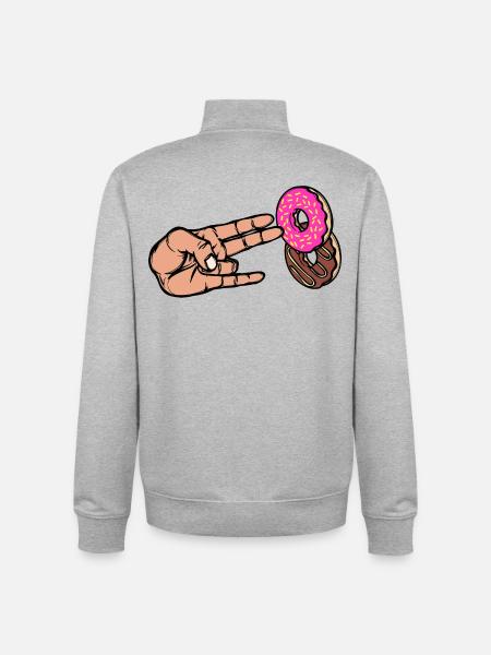 Dessert Donut Sweets Delicious Snack - Unisex Organic Zip Sweatshirt by Stanley/Stella - heather grey