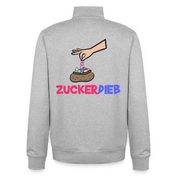 Bonbon Statement Süßigkeiten Naschkatzen - Unisex Organic Zip Sweatshirt von Stanley/Stella - Grau meliert - Hinten - AI Model Male 185 light (185cm)
