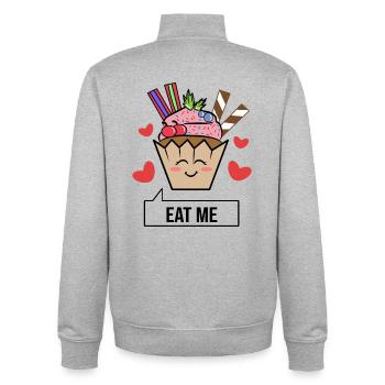 Herz Naschen Nachspeise Statement Süßigkeiten - Unisex Organic Zip Sweatshirt von Stanley/Stella - Grau meliert - Hinten - AI Model Male 185 light (185cm)