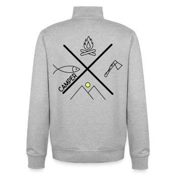 Design amusant pour les campeurs - Sweat zippé unisexe en coton bio Stanley/Stella - gris chiné - Dos - AI Model Male 185 light (185cm)